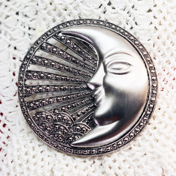 Tona Crescent Moon in Marcasite & Brushed Silver - Picture 13 of 13